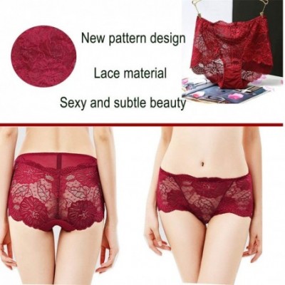 Panties Women's Underwear Lace Underwear Hipster Panties Cotton/Spandex Multi Colors Panties - Red-black-purple - CJ18O54KGGW