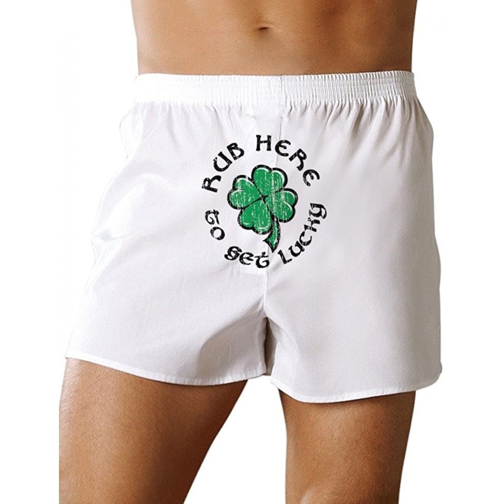 Boxers St Patricks Day Boxers Shorts - Choose Your Irish Theme Design - Rub-here-to-get-lucky White - CQ11JL3JM5X