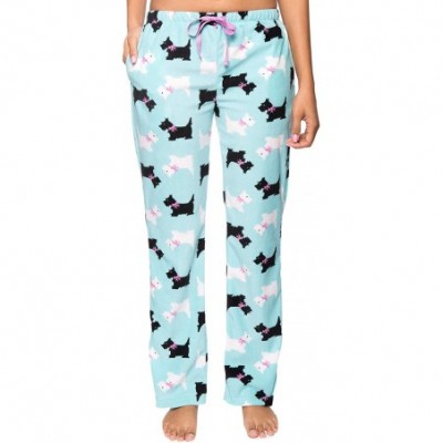 Bottoms Twin Boat Womens Fleece Pajama Pants - Winter Pajamas for Women - Scotties Aqua - CR12LHS8269