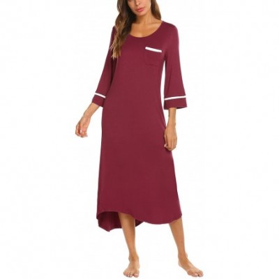 Nightgowns & Sleepshirts Nightgowns for Women Sleepshirt 3/4/Long Sleeves Nightshirts Full Length Sleep Dress - 3/4 Sleeve Wi...