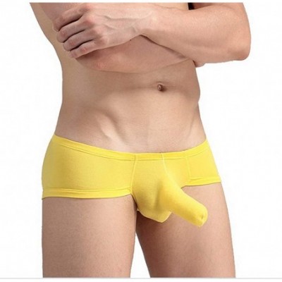 Boxer Briefs Men's Boxer Briefs Shorts Bulge Pouch Underpants - Yellow - C418OK8CA0G