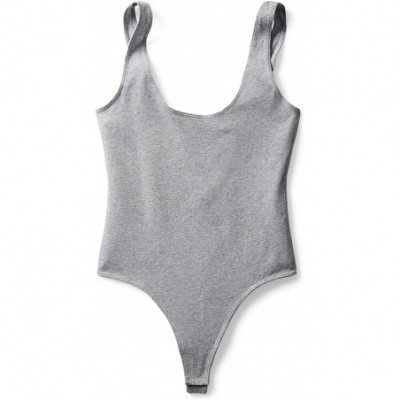 Shapewear Women's Scoop-Neck Thong Bodysuit - Heather Grey - C2183XXZN0R