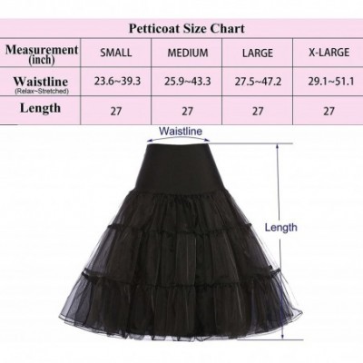 Slips Women's Vintage 50s Rockabilly Petticoat 27" Length Tutu Underskirt - Red - C612910SN3H