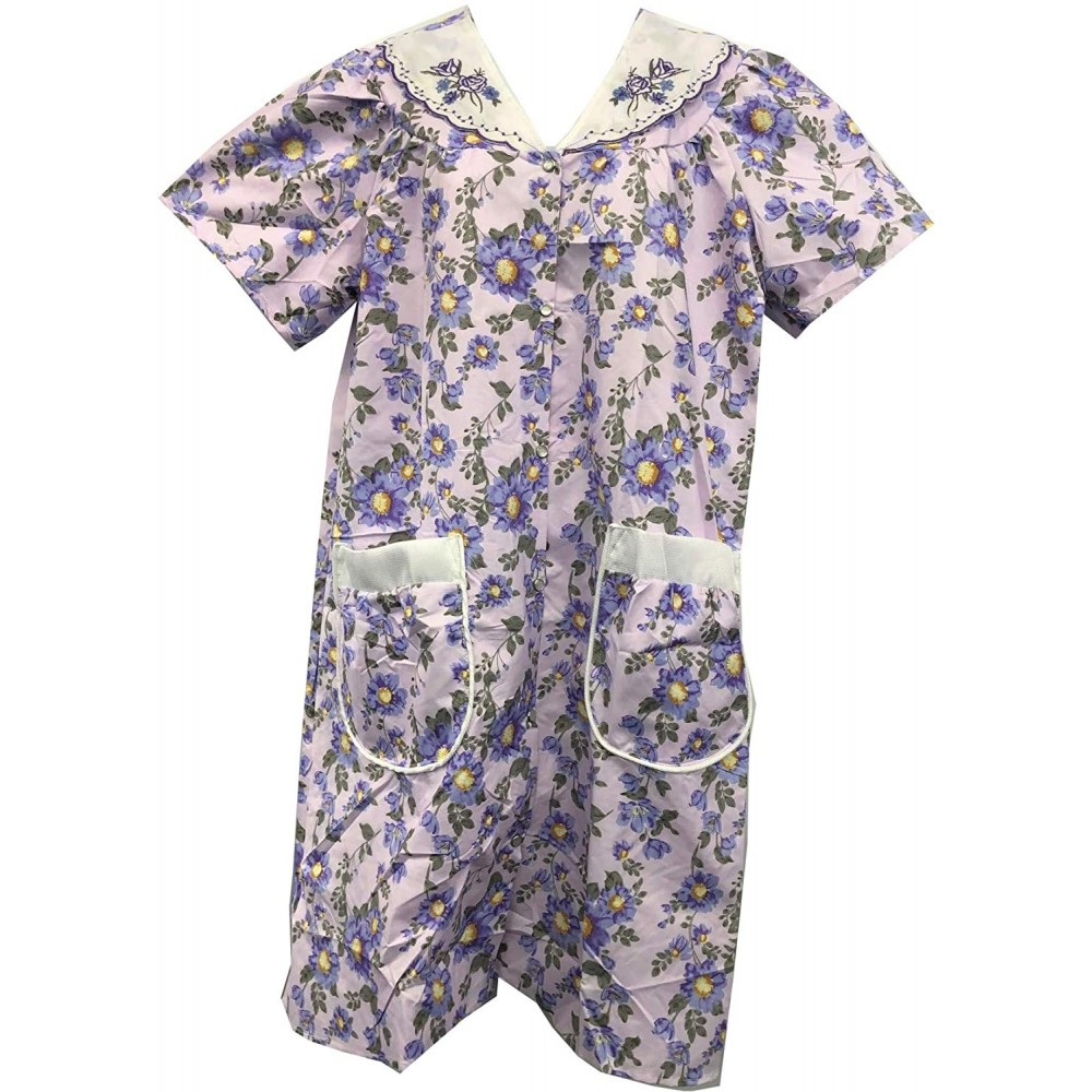 Nightgowns & Sleepshirts Snap Down Open Front Women House Gown - Nightgown - Duster - LAT-2013 - Print 2 - C319CXYN3GO