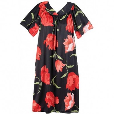 Nightgowns & Sleepshirts Red Poppies Poly Lounger - Black & Red - CV18XTHY337