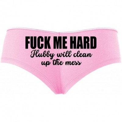 Panties Fuck Me Hard Hubby Will Clean Up Mess Baby Pink Slutty Panties - Black - CV195GMG6LN