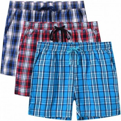 Bottoms Women's Pajama Shorts Plaid Pajama Bottoms Sleepwear Boxer Shorts - Red/Blue/Purple - CB19CDLDZY6