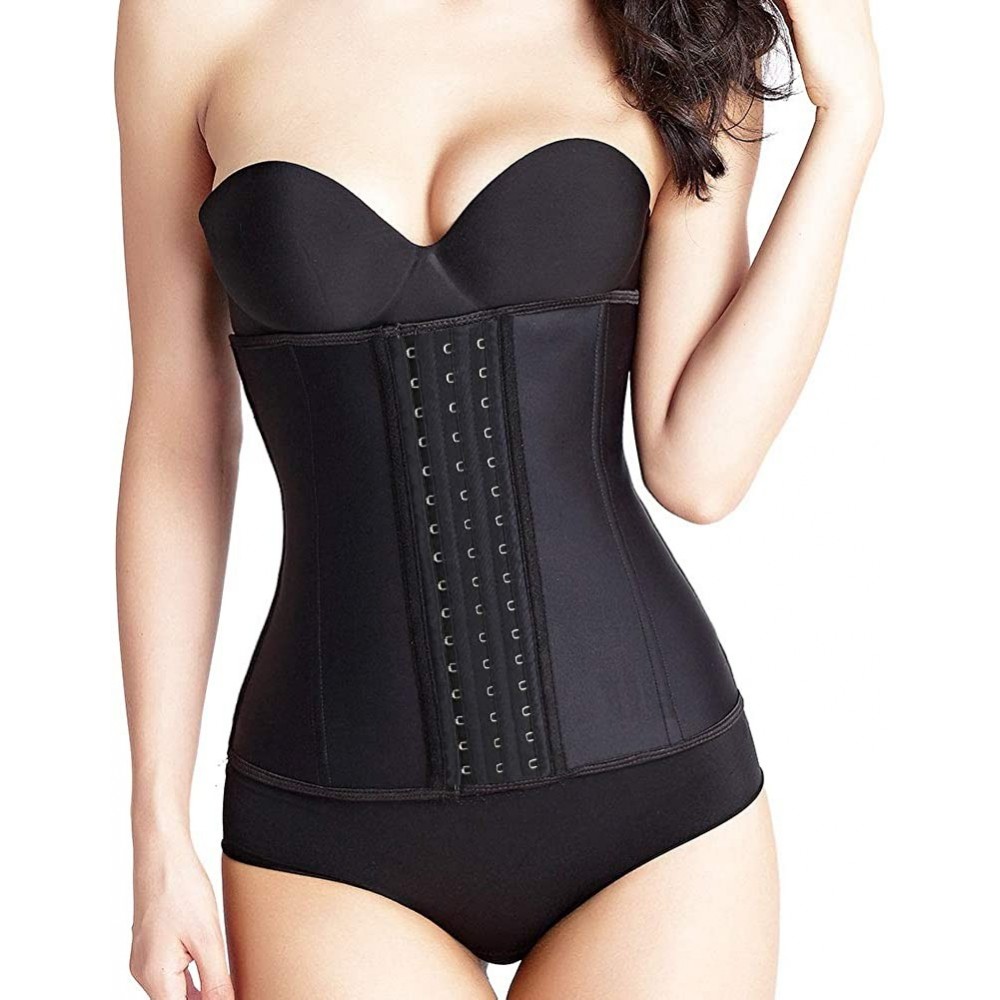 Shapewear Waist Trainer Corset Women's Latex Workout Waist Cincher Body Shapewear Girdle (3XS- Black) - C612NA79X09