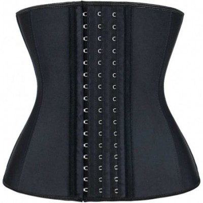 Shapewear Waist Trainer Corset Women's Latex Workout Waist Cincher Body Shapewear Girdle (3XS- Black) - C612NA79X09