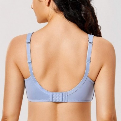 Bras Women's Wirefree T-Shirt Bra Plus Size Lightly Lined Comfort Straps Smooth Back - Mystery Blue - CL196E038XY