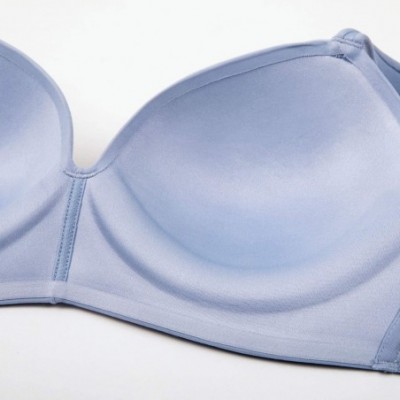 Bras Women's Wirefree T-Shirt Bra Plus Size Lightly Lined Comfort Straps Smooth Back - Mystery Blue - CL196E038XY