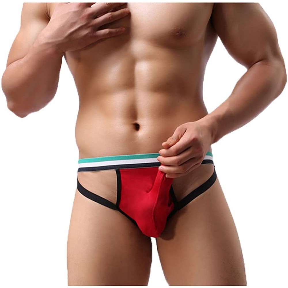 Briefs Men's Sexy Backless Briefs Underwear Open Back Thongs - Red - CP1868MR755