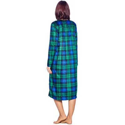 Nightgowns & Sleepshirts Women's Micro Fleece Long Sleeve Nightgown - Blackwatch Plaid - CH18WWGM9ZH