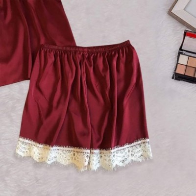 Baby Dolls & Chemises Women Sexy Lace Lingerie Nightwear Underwear Babydoll Short Sleepwear Set - Red - CI19D7AWQ5C