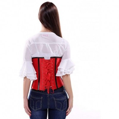 Bustiers & Corsets Women's Bustier Spiral Steel Boned Steampunk Gothic Corset with Zip - Red - C318LUZ255L