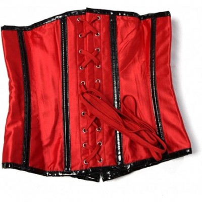 Bustiers & Corsets Women's Bustier Spiral Steel Boned Steampunk Gothic Corset with Zip - Red - C318LUZ255L