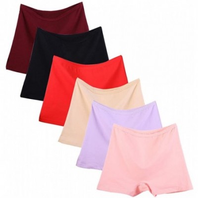 Panties Cotton Boyshort Breathable High Middle Waist Panties Pack of 6 - 6 Colors - CE18UKEW6IC