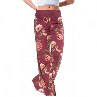 Bottoms Women's Comfy Casual Yoga Pants- Pajama Pants for Women Stretch Floral Print Drawstring High Waist Wide Leg Lounge Pa...