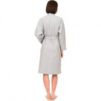 Robes Women's Robe- Kimono Waffle Spa Bathrobe - Lunar Rock - C818TC8MZXW