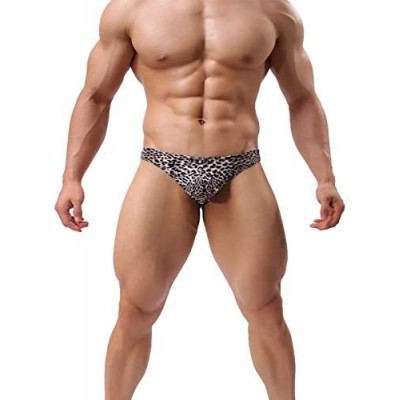 G-Strings & Thongs Men's Leopard Underwear Thong G-String Bulge Pouch T-Back Underpants - Blk+brw+yel - CK192RE7ZIL