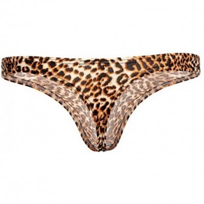 G-Strings & Thongs Men's Leopard Underwear Thong G-String Bulge Pouch T-Back Underpants - Blk+brw+yel - CK192RE7ZIL