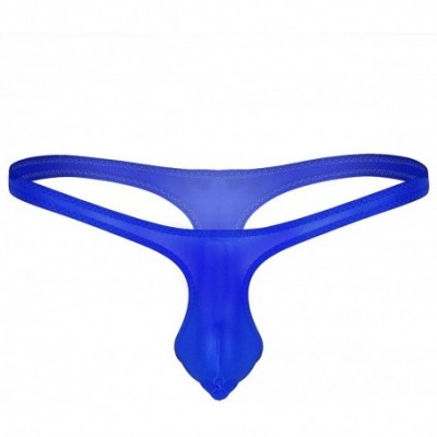 G-Strings & Thongs Men's Sexy Low Rise Bulge Pouch Jockstrap Mini G-String Thongs Underwear Underpants - Blue - CR18EGEI3LE