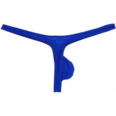 G-Strings & Thongs Men's Sexy Low Rise Bulge Pouch Jockstrap Mini G-String Thongs Underwear Underpants - Blue - CR18EGEI3LE