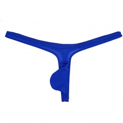 G-Strings & Thongs Men's Sexy Low Rise Bulge Pouch Jockstrap Mini G-String Thongs Underwear Underpants - Blue - CR18EGEI3LE