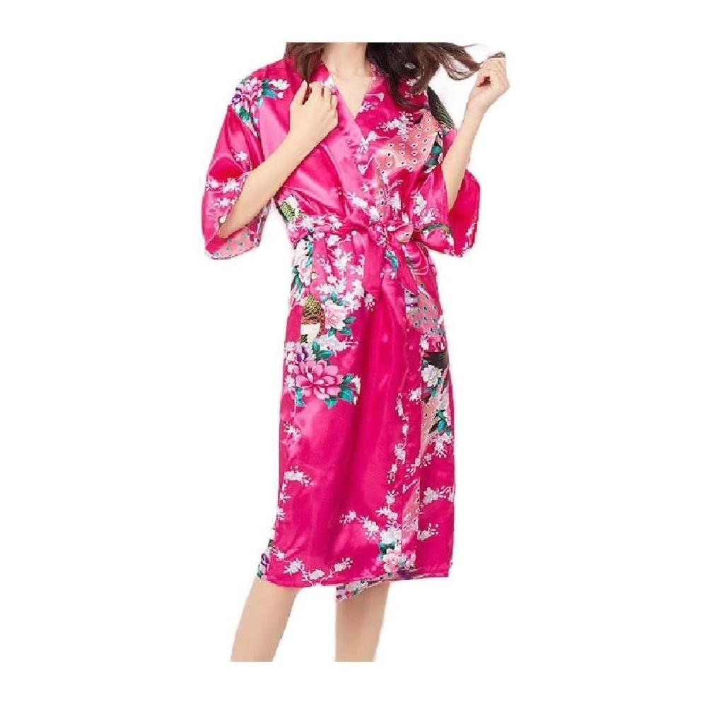 Robes Women's Bath Wrap Towels Pjs Peacock Lounger Bathrobe Knit Robe AS4 M - As4 - CV19DCWN2QX