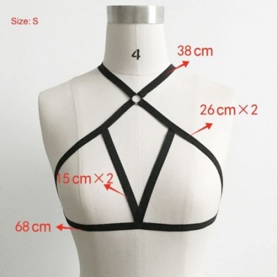 Bras Women Harness Elastic Cupless Cage Bra Hollow Out Strappy Crop Top Cage Bra Harness - Black - CF18KWAI5R3