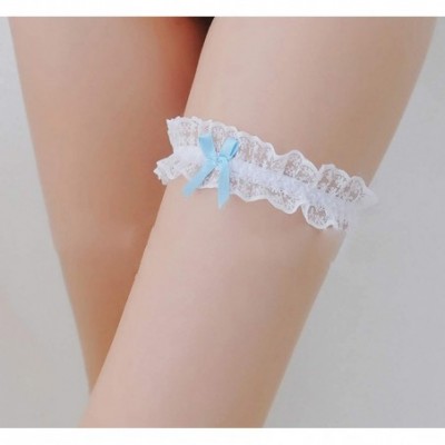 Garters & Garter Belts 2019 Sexy Lace Wedding Garters for Bride with Bow Party Prom Leg Garter - 4-blue - CG18G3DS5NR