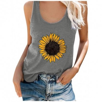 Thermal Underwear Women's Short Sleeve- Women Plus Size Summer Sunflower Print Round Neck Sleeveless T-Shirt Top Tank - A1-gr...