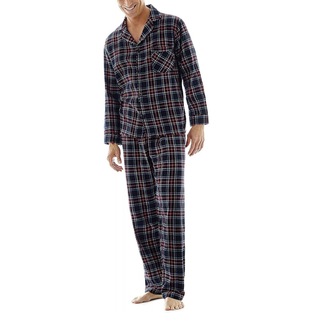 Sleep Sets Classics Big and Tall Flannel Plaid Pajama - Black - C611PZFFV9R