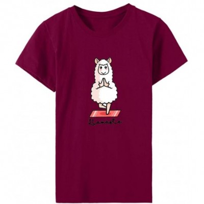 Tops Easter Women Lady Letter Printed Short Sleeve T-Shirt Casual Loose Top Tunics - A3-wine - C8196H7XMLO