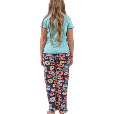 Sets Women's Pajama Set- Short Sleeves with Cute Prints- Relaxed Fit - Donut Disturb Pajama Set - CG18GG9XMMM