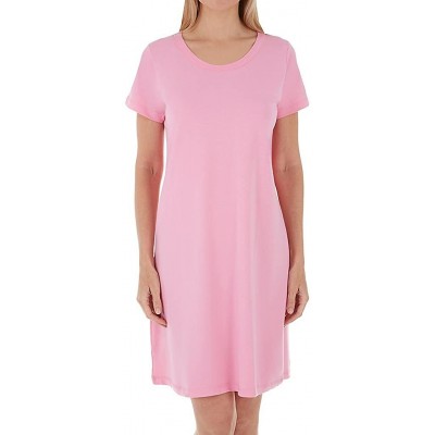 Nightgowns & Sleepshirts Women's Before Bed Collection 36" Sleepshirt - Short Sleeve Nighty - Pink - CC12OC1CPBG