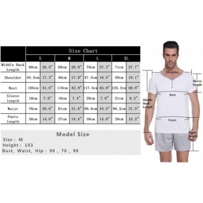 Sleep Sets Men's Pajama Set Cotton Sleepwear Lounge Set 3-Button Neck Short Sleeves Tops and Shorts - E-gray Navy - CB19D5SKIQL