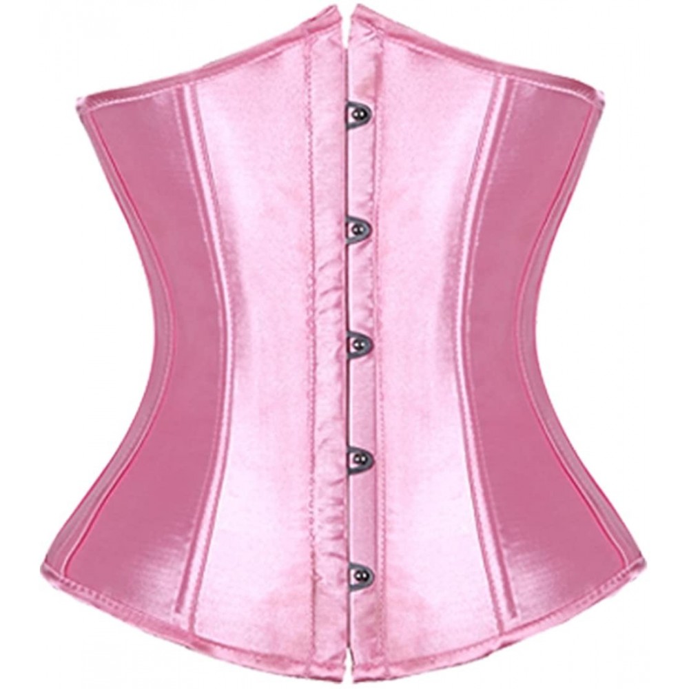 Bustiers & Corsets Fashion Womens Sexy Satin Vintage Underbust Waist Training Corset Bustier Waist Cincher Bodyshaper - Pink ...