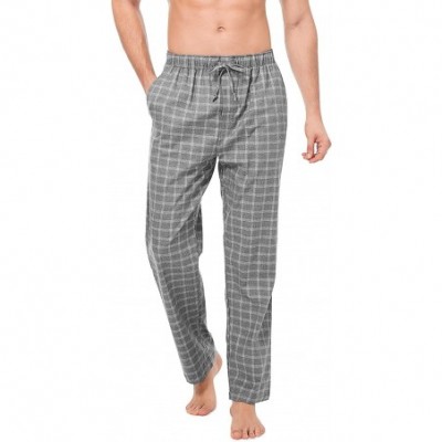 Sleep Bottoms Men's Comfy Jersey Soft Cotton Knit Pajama Long John Lounge Sleep Pant in 1/2 Pack - Heather Dark Gray Plaid/Mo...