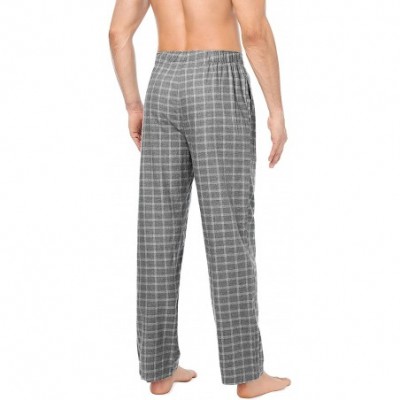 Sleep Bottoms Men's Comfy Jersey Soft Cotton Knit Pajama Long John Lounge Sleep Pant in 1/2 Pack - Heather Dark Gray Plaid/Mo...