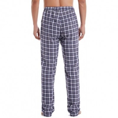 Sleep Bottoms Men's 100% Cotton Woven Flannel Lounge Sleep Pajama Pants Boxers Plaid Sleepwear - Blue Coffee Plaid - C018W9NGN9C