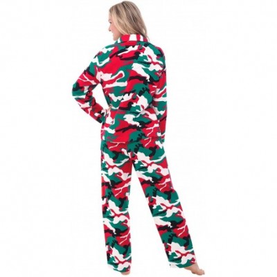 Sets Women's Warm Flannel Pajama Set- Long Button Down Cotton Pjs- Small Christmas Camouflage (A0509N26SM) - CJ11N5E4MPT