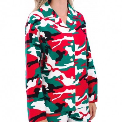 Sets Women's Warm Flannel Pajama Set- Long Button Down Cotton Pjs- Small Christmas Camouflage (A0509N26SM) - CJ11N5E4MPT