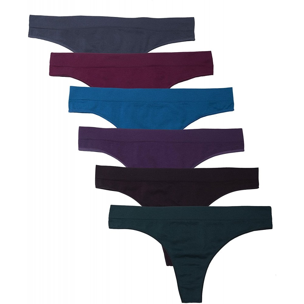 Panties 6 Pack Women's Nylon Spandex Thong Underwear - Dark Vintage - CP1860WMUT5