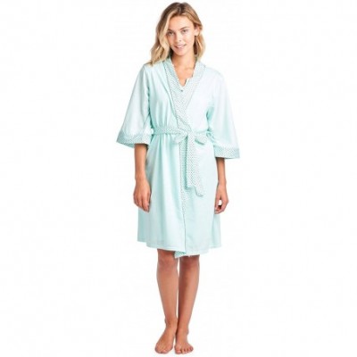 Robes Women's Sleepwear 2 Piece Nightgown and Robe Set - Polka Dot Green - CX18H3N3UGE