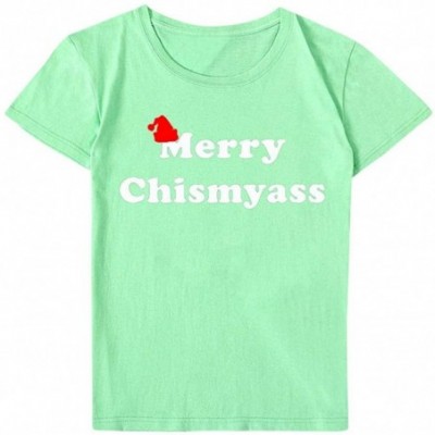 Sleep Sets Mens Christmas Funny Letter Print Short Sleeve Graphic Tops Casual Tee Shirts - Mint Green - CV192N536ZG