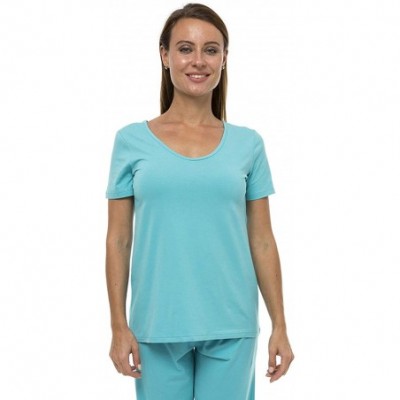 Sets Women's Pajama Set PJ Cotton Lounge Sleep Wear - Light Turquoise - CQ18XWXUIDQ