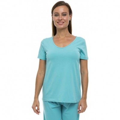 Sets Women's Pajama Set PJ Cotton Lounge Sleep Wear - Light Turquoise - CQ18XWXUIDQ