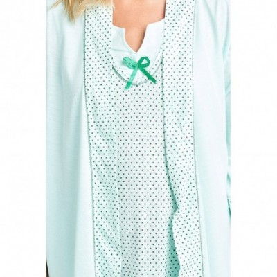 Robes Women's Sleepwear 2 Piece Nightgown and Robe Set - Polka Dot Green - CX18H3N3UGE