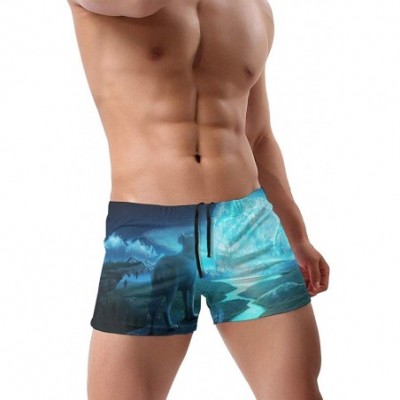 Boxers Cool Men's Boxer Shorts Printed Surf Boxer Shorts Pants Soft and Comfortable Quick Dry - Black - CO19DYA9CS3